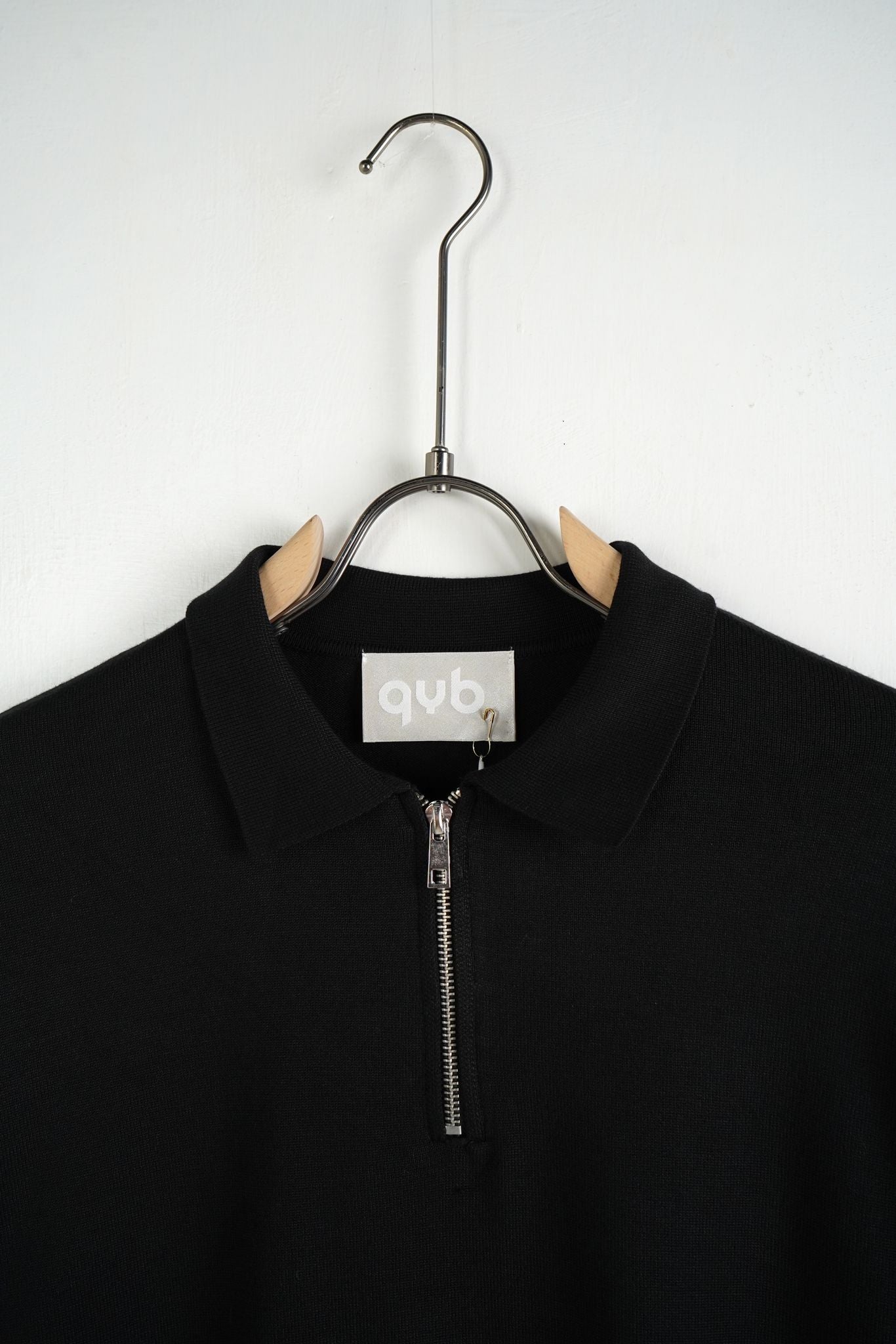 Pulover Negru Half Zip Bărbați