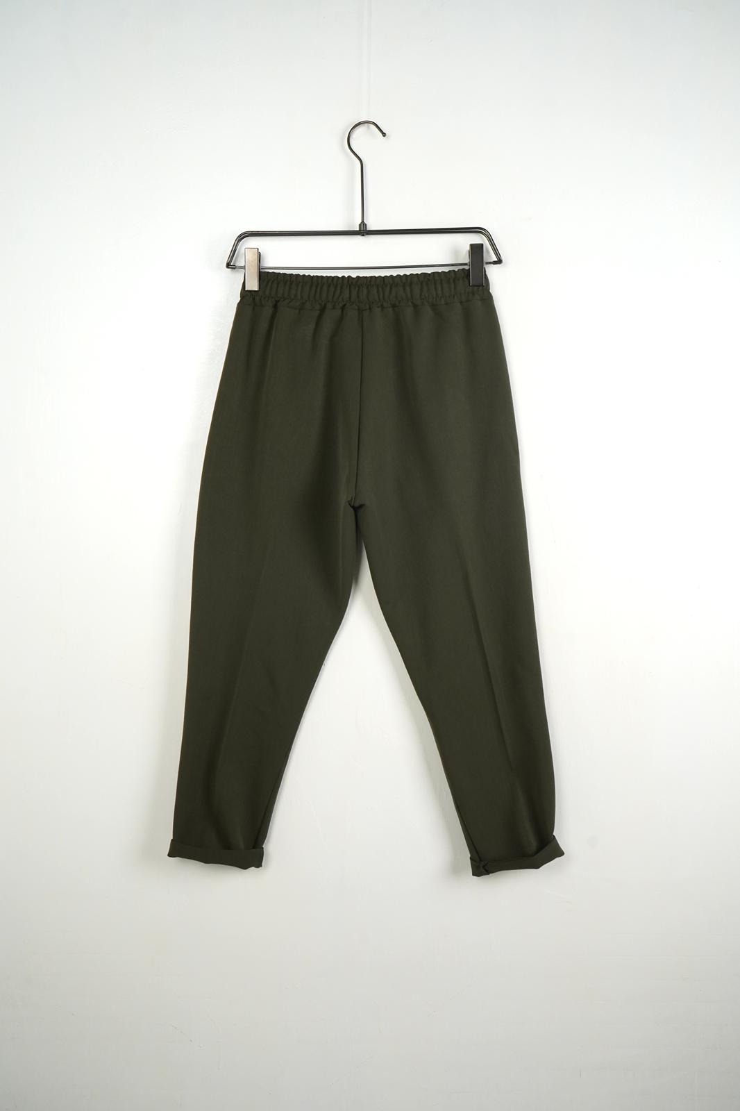 Pantaloni barbati casual kaki cu snur