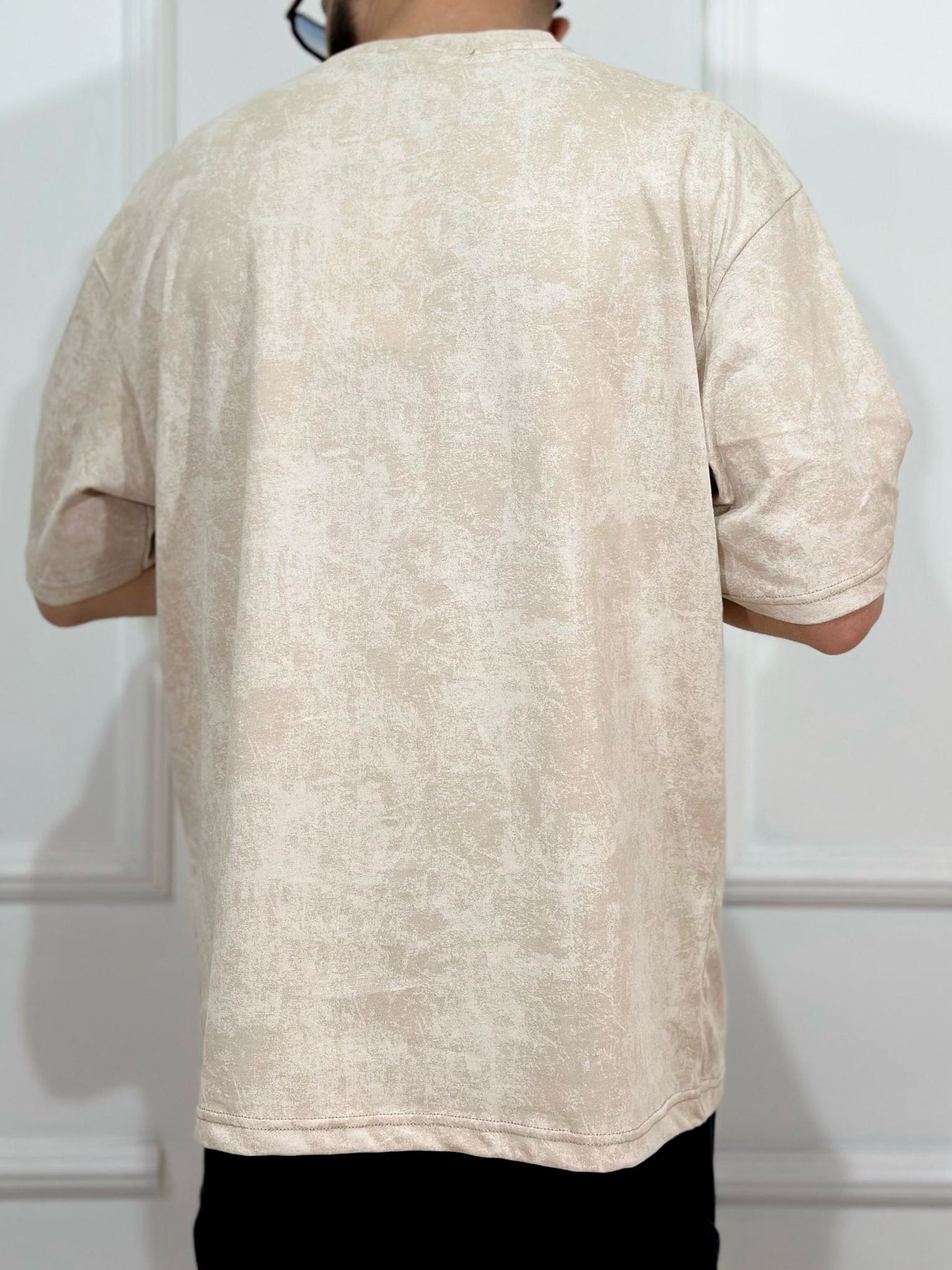 Tricou Crem cu Model pentru Barbati din Bumbac