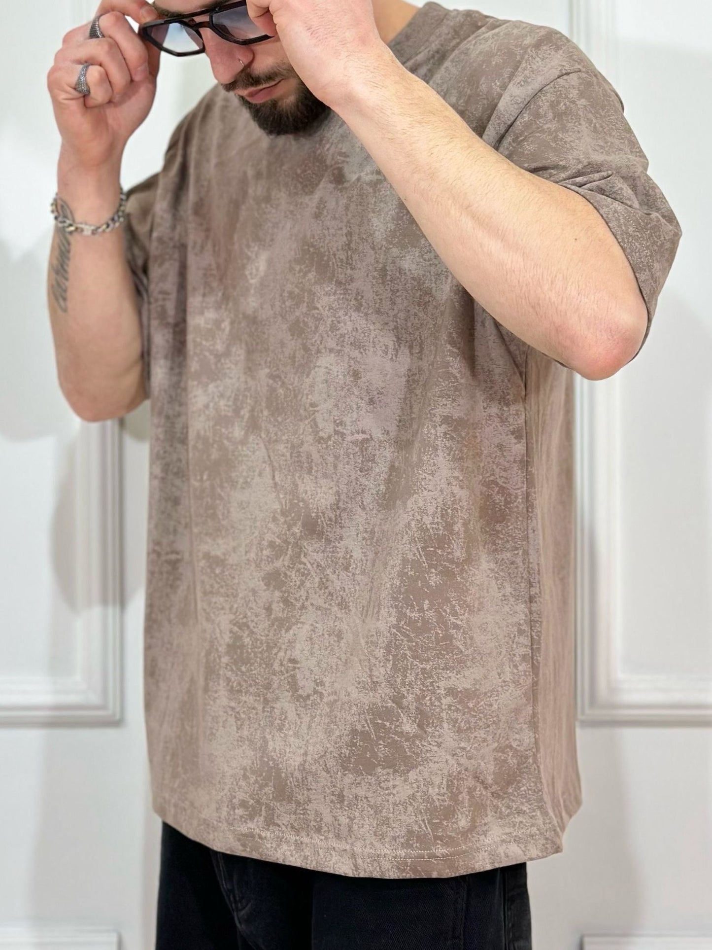 Tricou Maro cu Model pentru Barbati din Bumbac