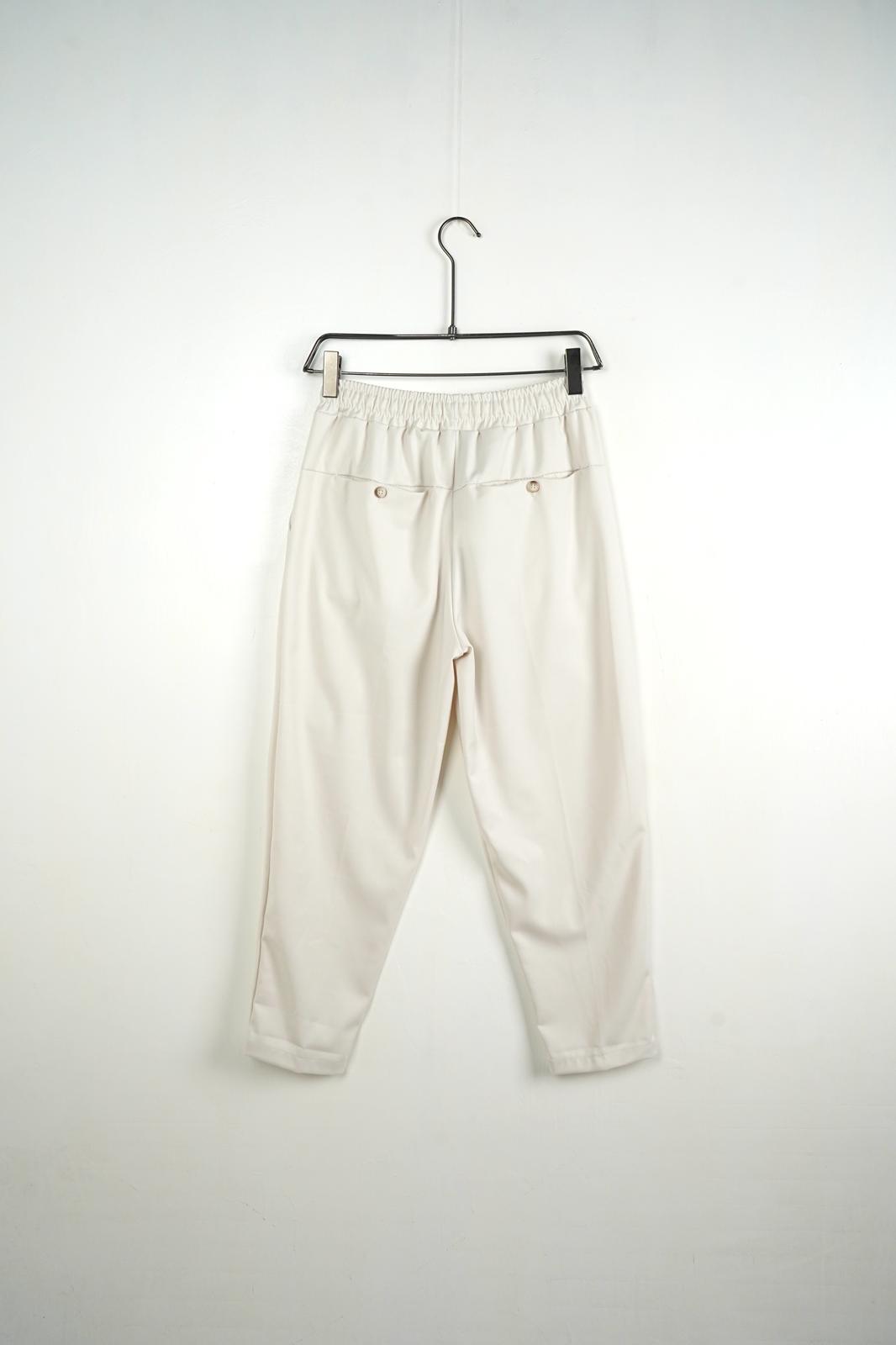Pantaloni lungi bărbați casual albi cu șnur