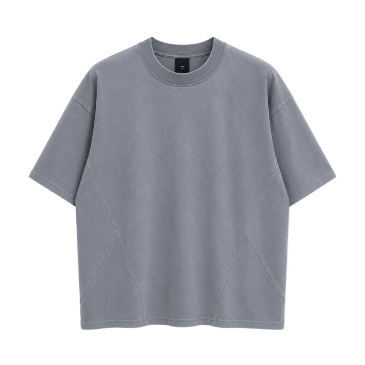 Tricou gri bărbați din bumbac 100% cu detalii cusute în partea de jos