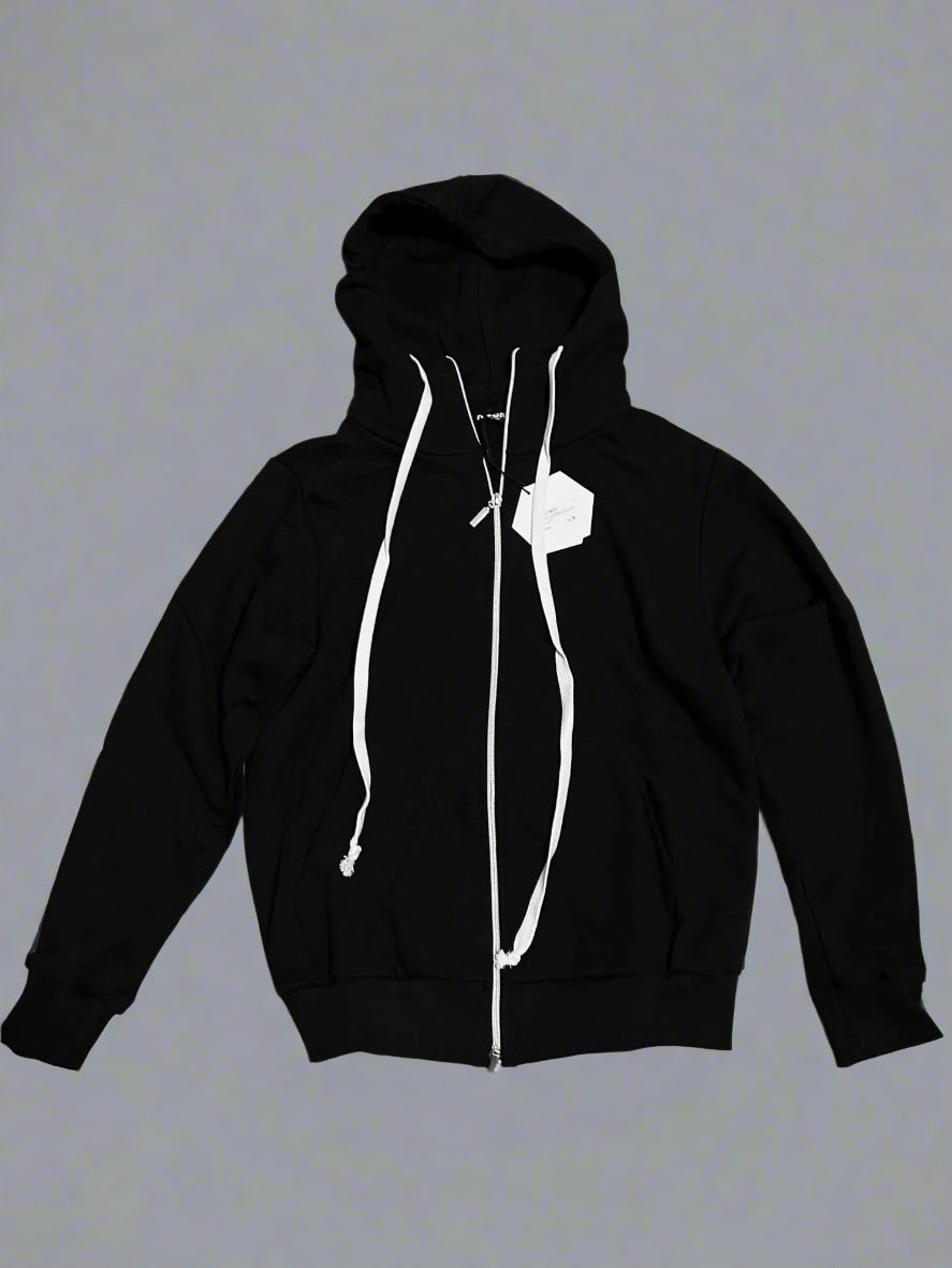 Hanorac negru streetwear cu gluga si siret lung bumbac stil urban Atelier AXD