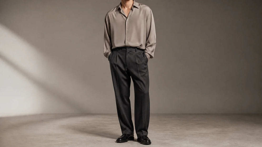 Ținută masculină din vâscoză cu o cădere fluidă și elegantă