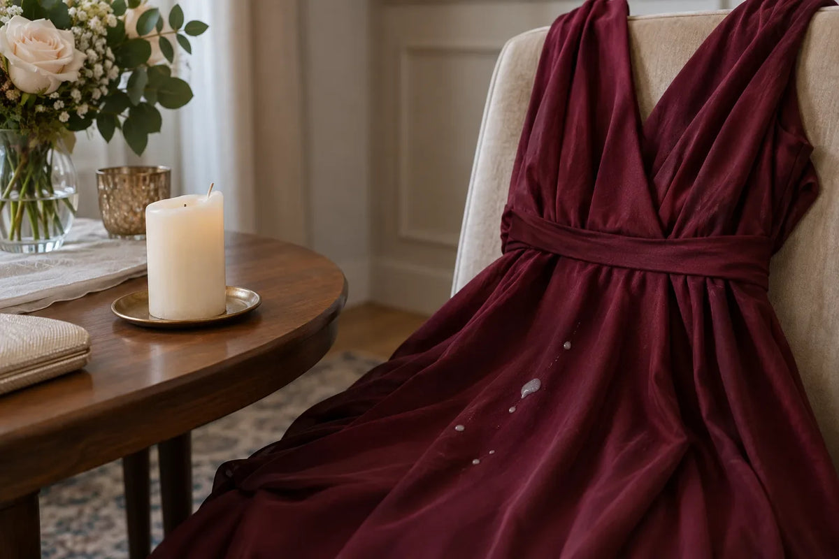 Ceară de lumânare pe o rochie de ocazie