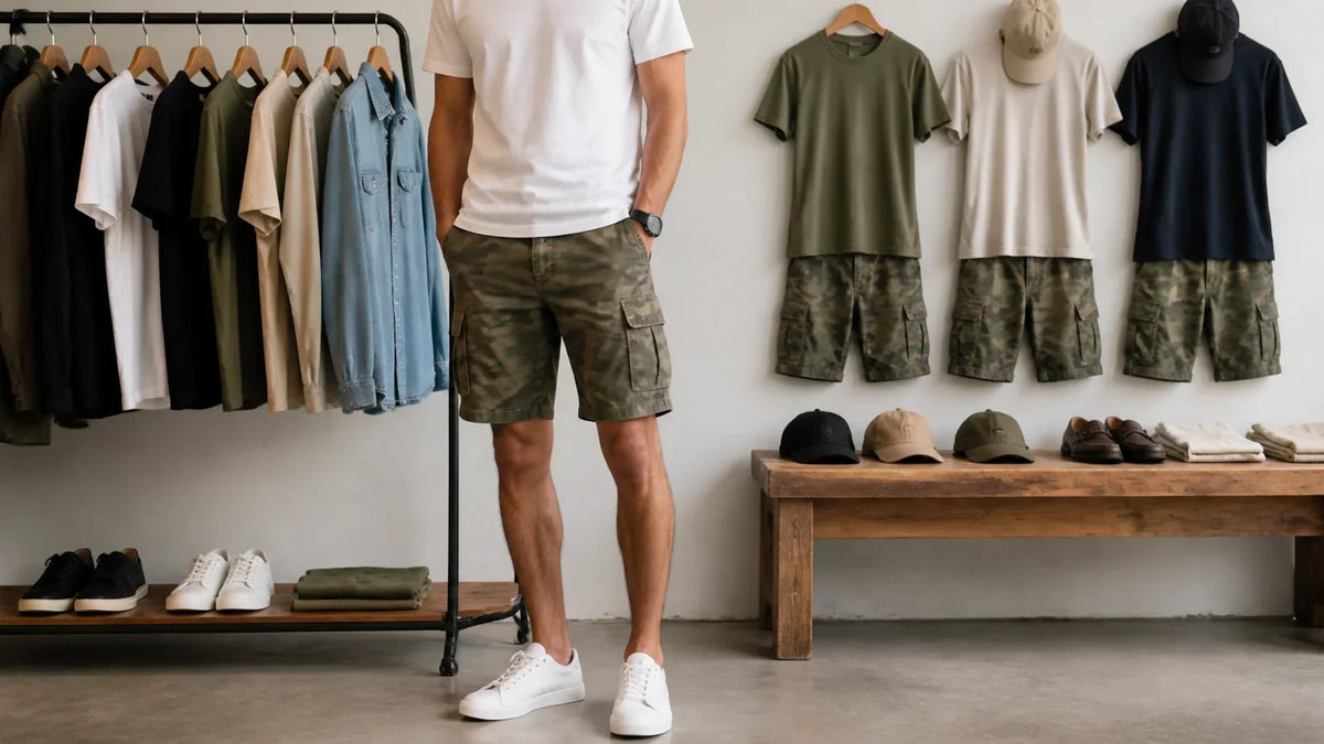 Cum porți pantalonii scurți camo fără să încarci ținuta – imagine principală pentru ghidul Atelier AXD
