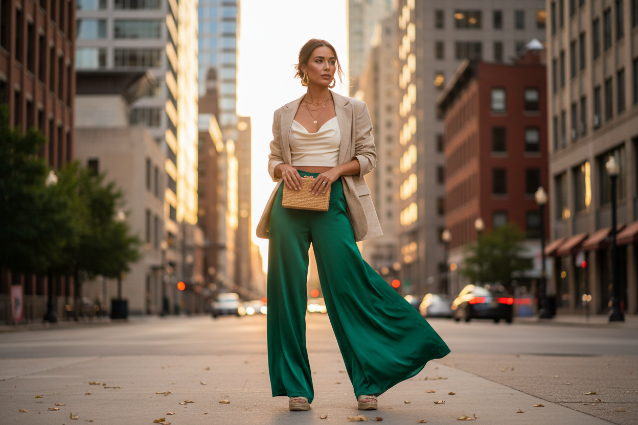 Pantaloni din Satin și Mătase: Eleganță Fluidă și Stil Urban 2026