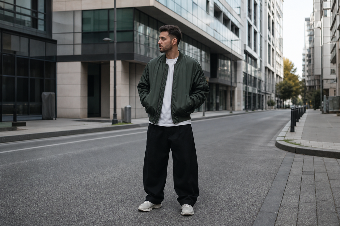 Ce geacă merge la pantalonii baggy pentru bărbați