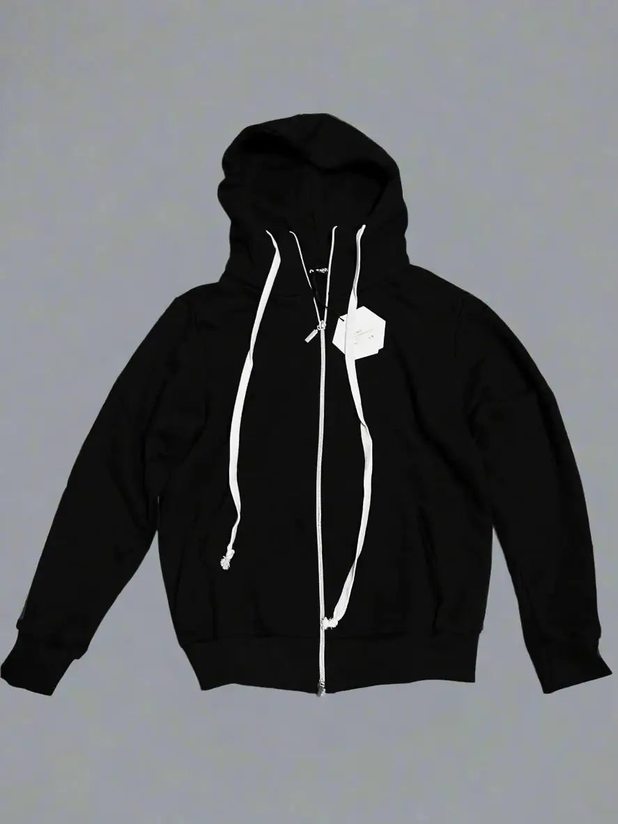 Hanorac negru streetwear cu gluga si siret lung în stil urban Atelier AXD