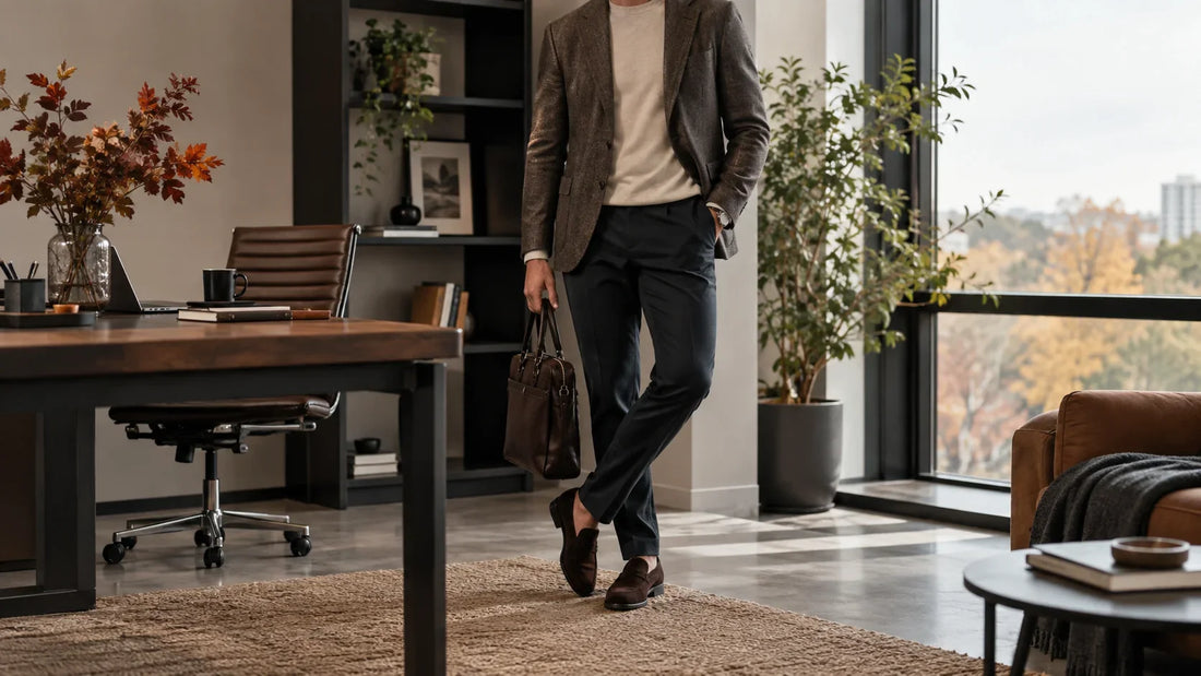 Ținută office relaxată pentru bărbați la început de toamnă – imagine principală despre ținuta office relaxată de bărbați pentru începutul toamnei
