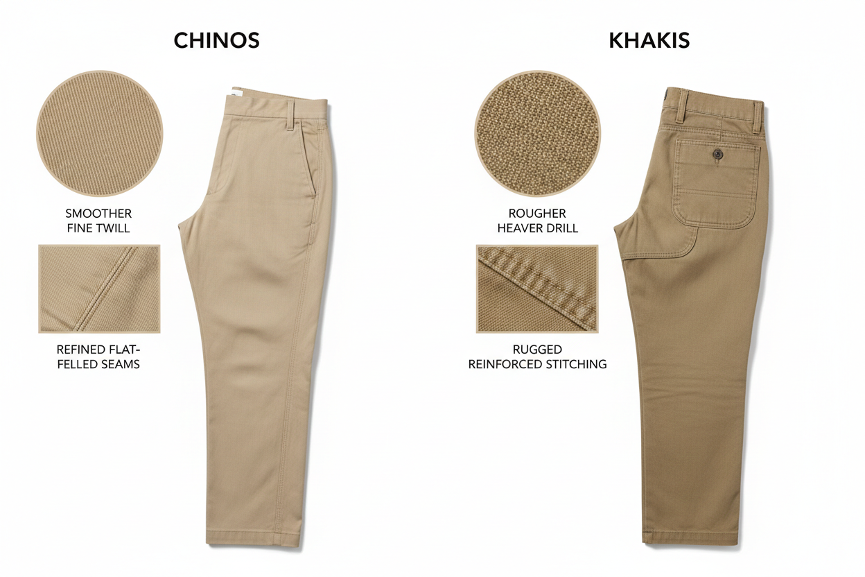 Pantaloni Chinos vs. Khaki: Diferențe și Stil