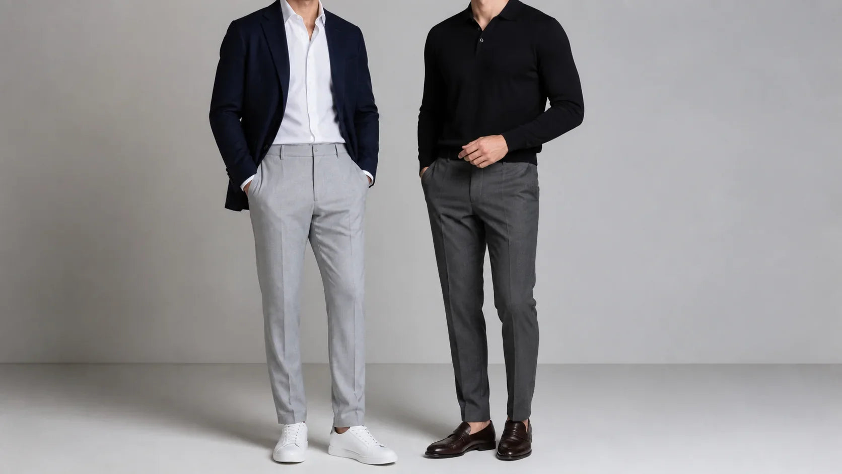 Ținute bărbătești cu pantaloni gri de la casual la smart casual