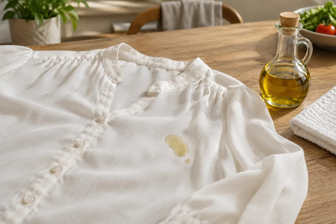 Pată proaspătă de ulei pe material textil