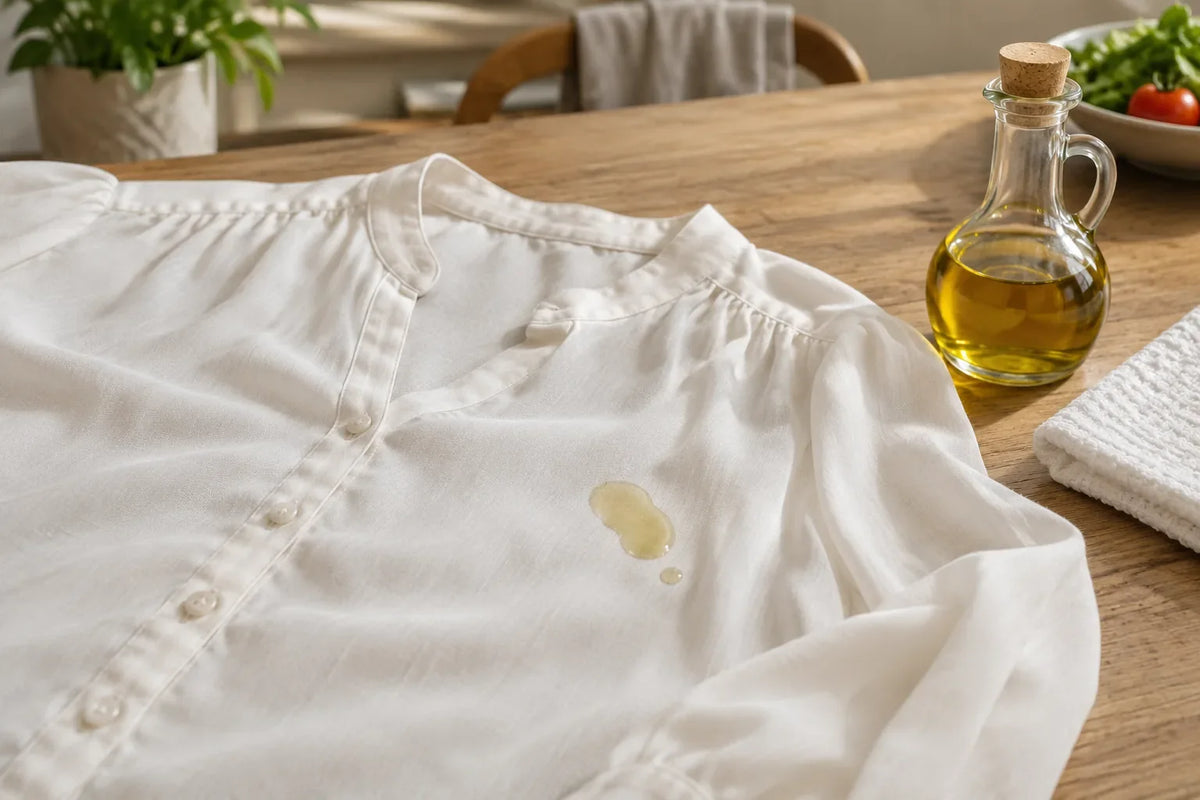 Pată proaspătă de ulei pe material textil