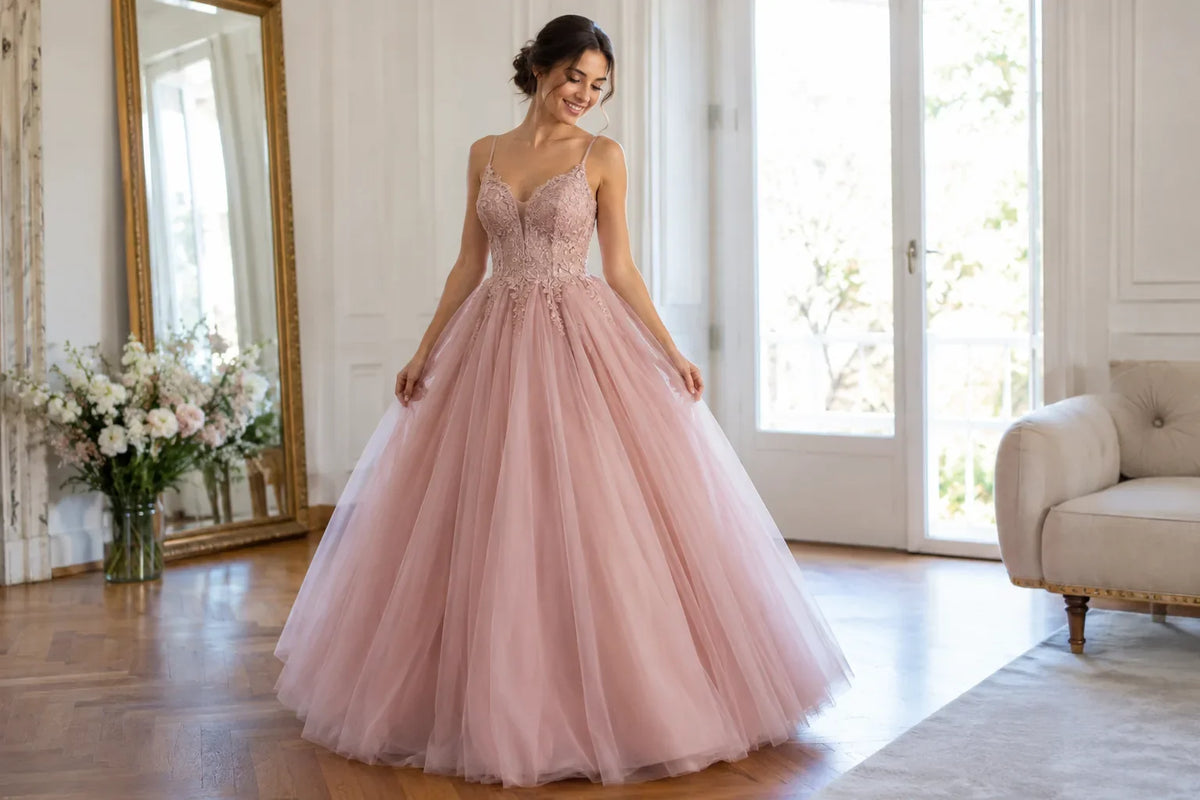 Rochie de bal cu fustă amplă și ușoară