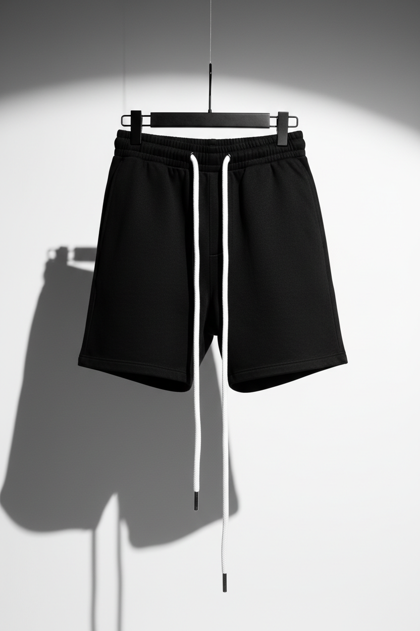 Șnur lung alb pe pantaloni scurți negri: Ghidul contrastului perfect în moda masculină