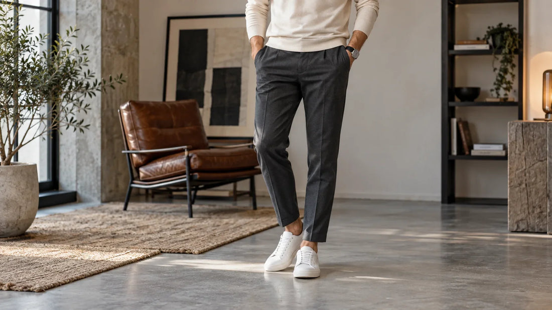 Tapered fit: ce înseamnă și cum îl alegi – imagine principală despre croiala tapered fit pentru bărbați, cu volum controlat spre gleznă