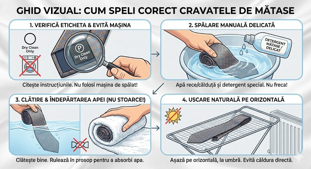 Cum speli cravatele de matase corect