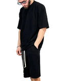 Set barbati casual – pantaloni scurti si tricou cu rupturi si siret lung
