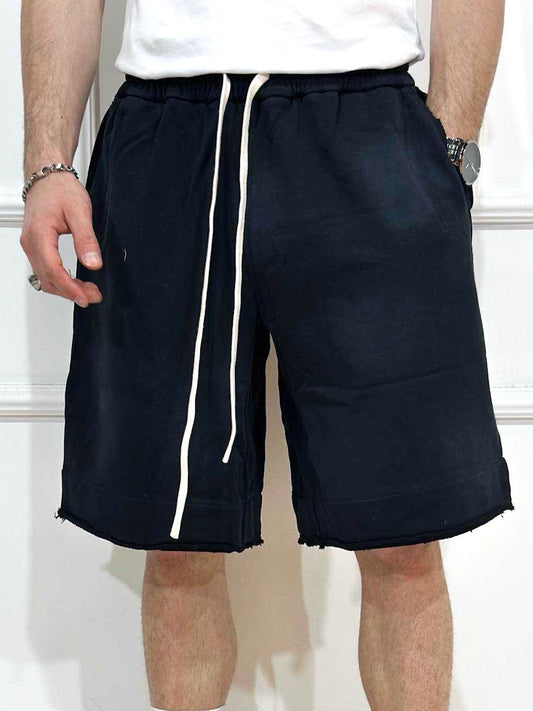 Pantaloni scurti negri barbati – Siret lung, look uzat