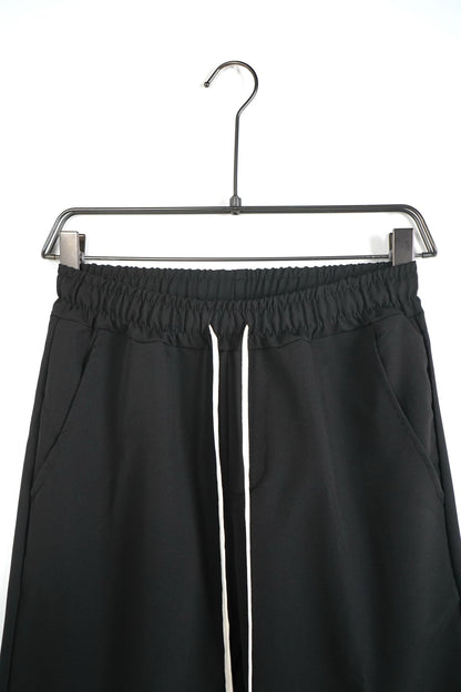 Pantaloni slim barbati casual negri cu snur