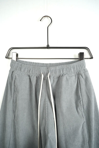 Pantaloni Lungi Largi Bărbați Gri Deschis cu Dungi și Șnur Lung