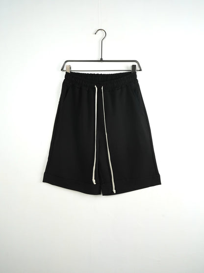 Pantaloni Scurti Barbati Negrii cu Siret Lung