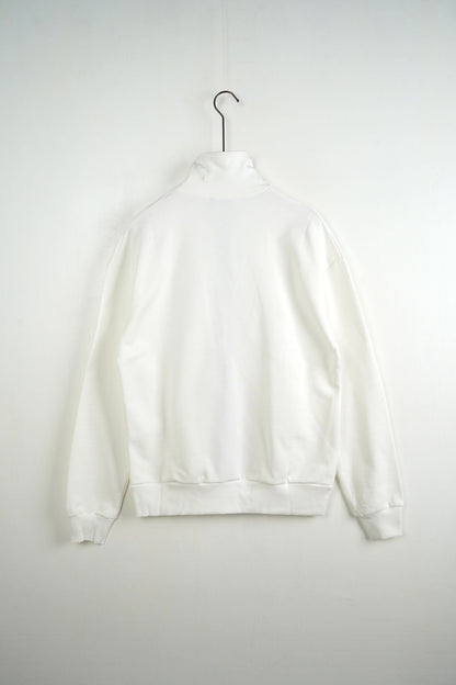 Hanorac Alb Bărbați cu Fermoar – Fără Glugă