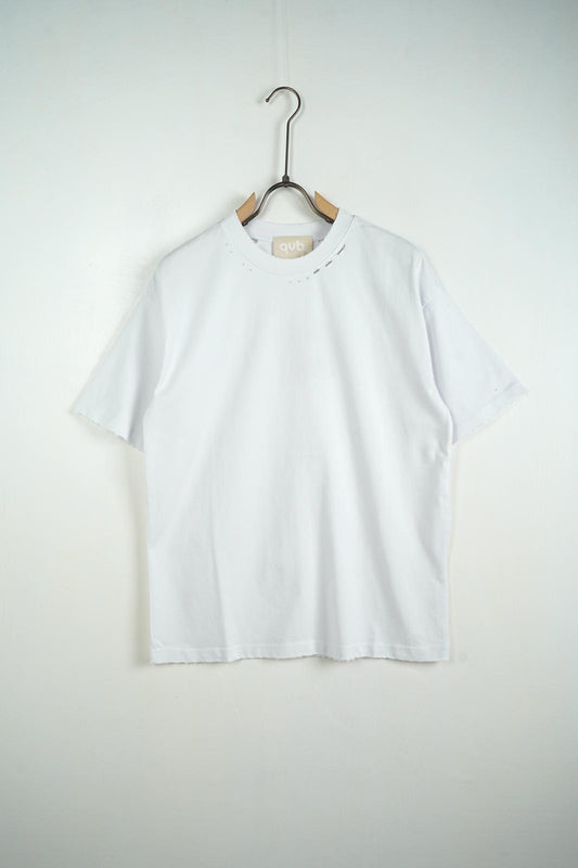 Tricou unisex alb cu rupturi