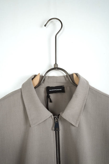 Bluză bărbați cu fermoar și guler fără glugă – crem maroniu