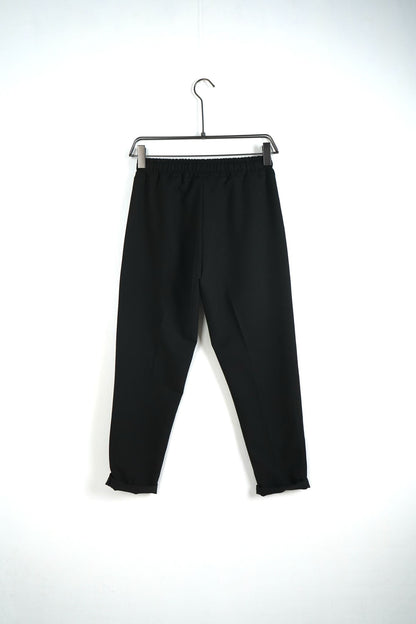 Pantaloni slim barbati casual negri cu snur
