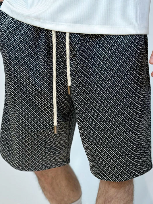 Pantaloni Scurti Barbati Negrii cu Imprimeu
