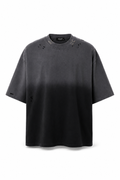 Tricou Negru Oversized Grunge din Bumbac 100% cu Inele Metalice