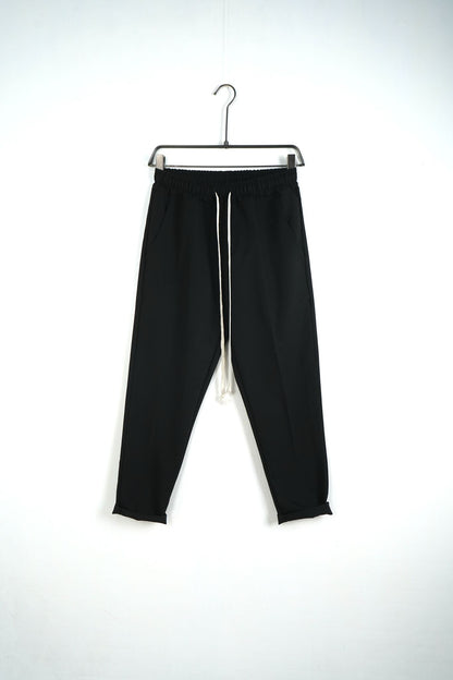 Pantaloni slim barbati casual negri cu snur