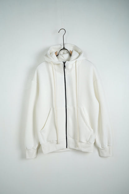 Hanorac Alb Bărbați cu Fermoar – Simplu, Confortabil și Versatil