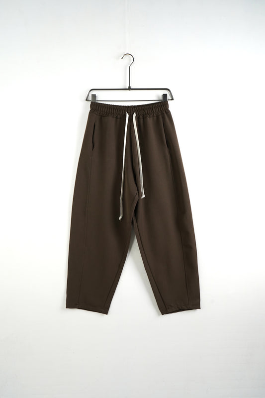 Pantaloni lungi largi bărbați casual maro cu șnur