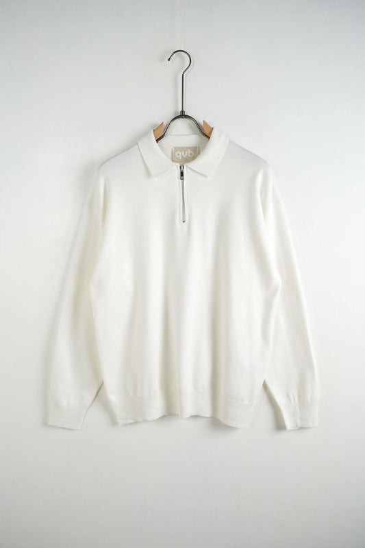 Pulover Alb Half Zip Bărbați