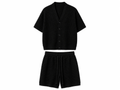 Set Tricotat Bărbați Negru cu Textură tip Fagure – 100% Bumbac - produs fashion bărbați Atelier AXD