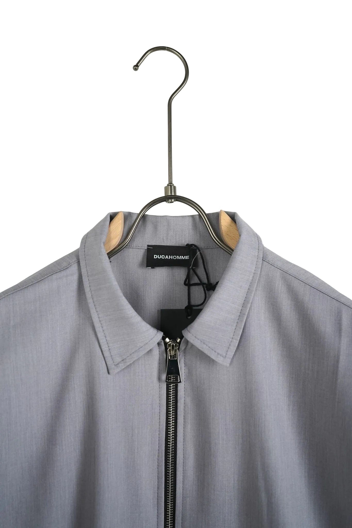 Bluză casual bărbați nuanță gri deschis, închidere cu fermoar și guler ridicat, material confortabil pentru stil urban