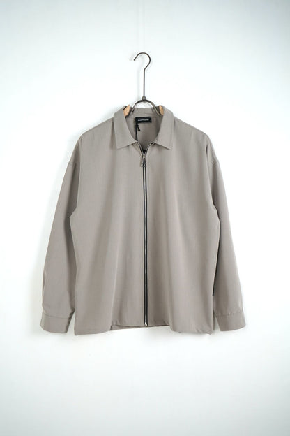 Bluză bărbați cu fermoar și guler fără glugă – crem maroniu