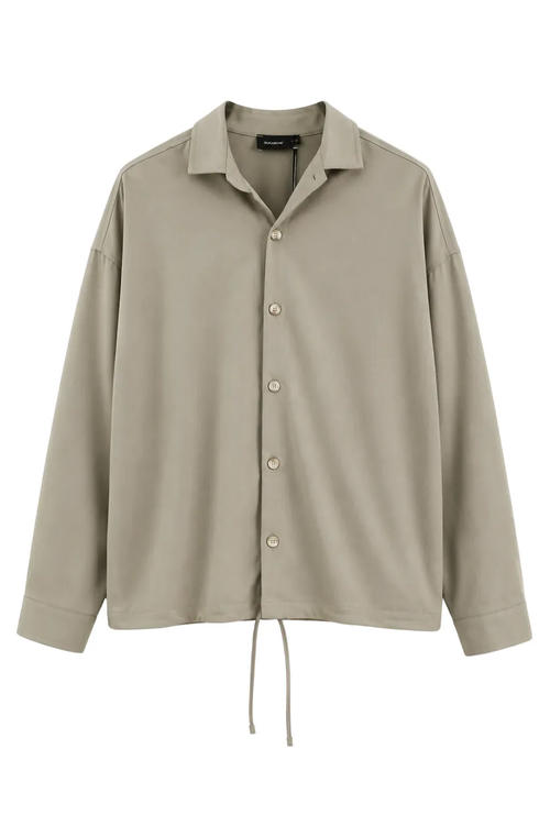 Cămașă oversized bej cu design minimalist și croială modernă casual premium