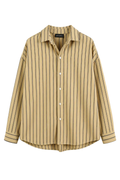 Cămașă oversized mustar cu dungi verticale și design modern casual premium