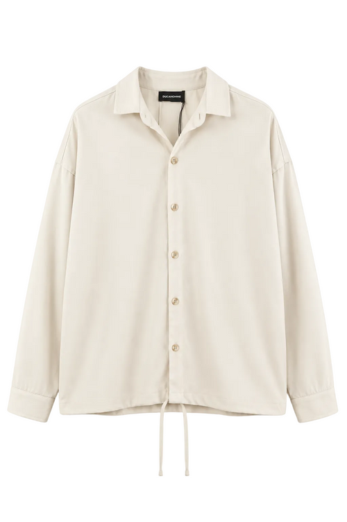 Cămașă oversized crem cu design minimalist și croială modernă casual premium