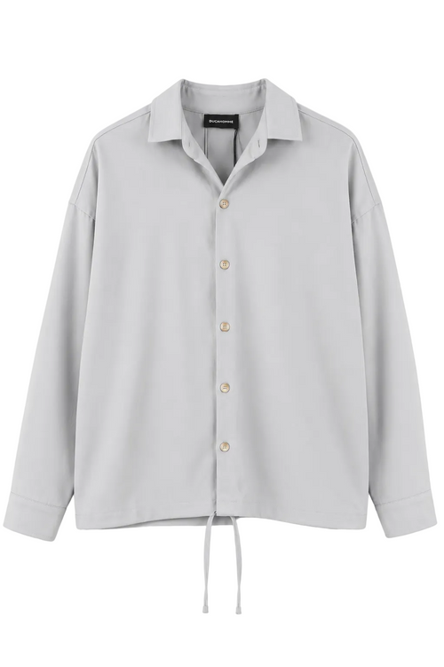 Cămașă oversized gri deschis cu design minimalist și croială modernă casual premium