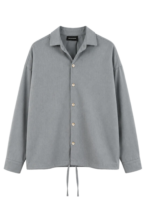 Cămașă oversized gri cu design minimalist și croială modernă casual premium