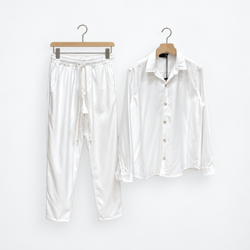 Compleu Bărbați Alb cu Cămașă și Pantaloni — set complet