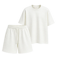 Compleu crem premium pentru bărbați cu tricou oversized și pantaloni scurți casual moderni