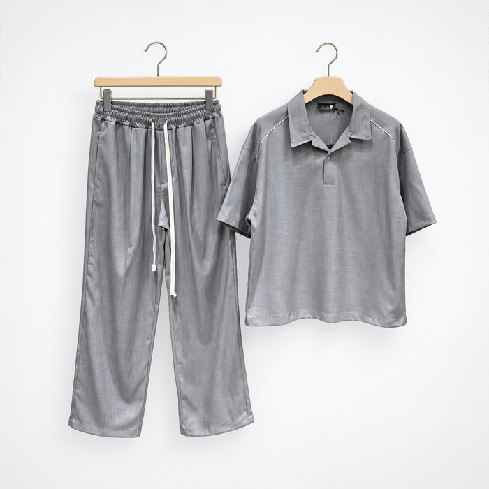 Compleu Bărbați Gri cu Tricou Polo și Pantaloni — set complet