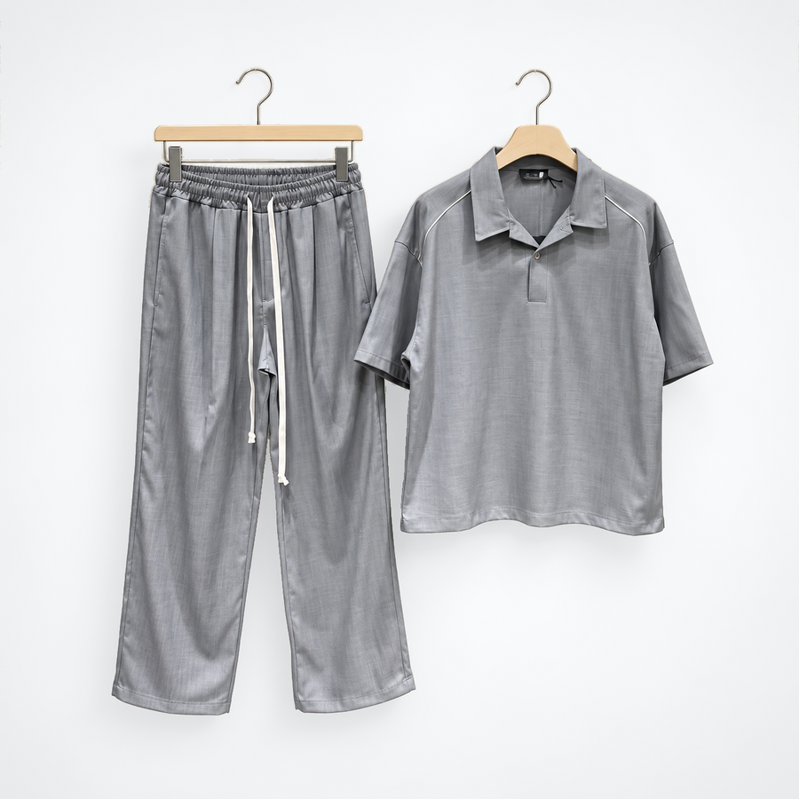 Compleu Bărbați Gri cu Tricou Polo și Pantaloni — set complet