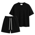 Compleu negru premium pentru bărbați cu material striat și design modern oversized
